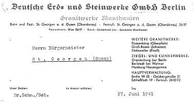 Letterhead of DEST Administration at St. Georgen/Gusen, 1941